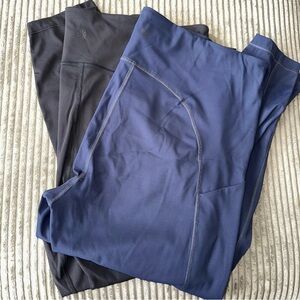 Athleta Black and Blue Bundle Ultimate Stash Pocket 7/8 Tight Leggings Size: XL